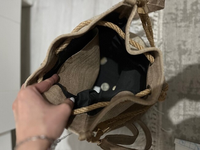  Beden kahverengi Renk Hasır totebag