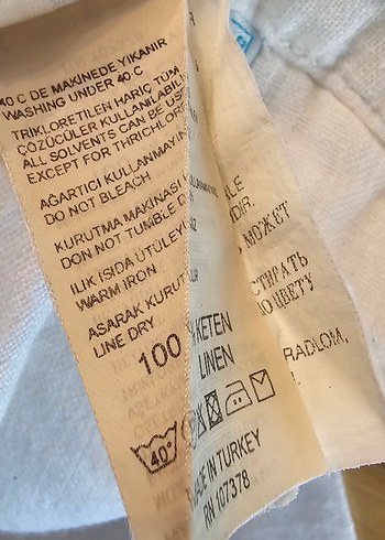 29 Beden beyaz Renk Beyaz 100% Keten Kadın Pantolon/ M