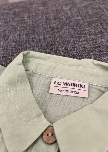 Kısa Kollu Düğmeli Keten Bej Gömlek - Görsel 4