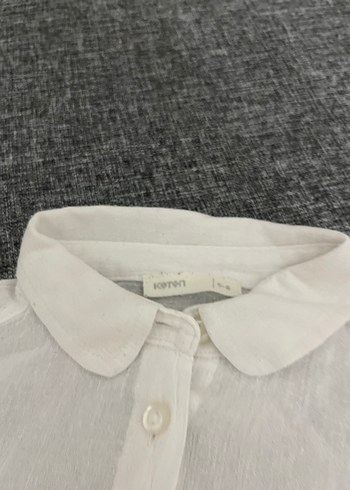 Beyaz Keten Basic Gömlek - Görsel 2