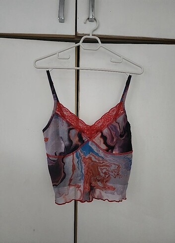 xs Beden Batik Desen Askılı Crop