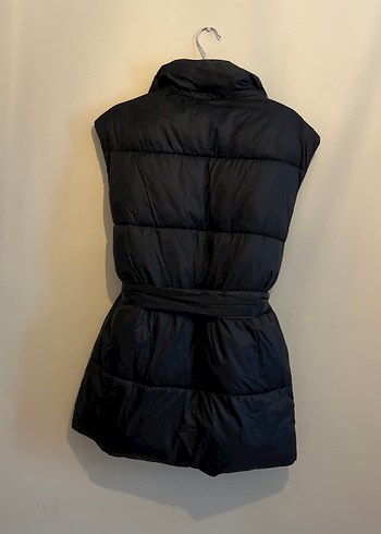 Kuşaklı şişme Siyah Kadın Yelek - Görsel 2