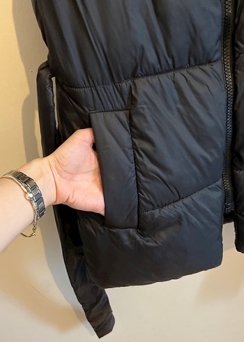 Kuşaklı şişme Siyah Kadın Yelek - Görsel 5