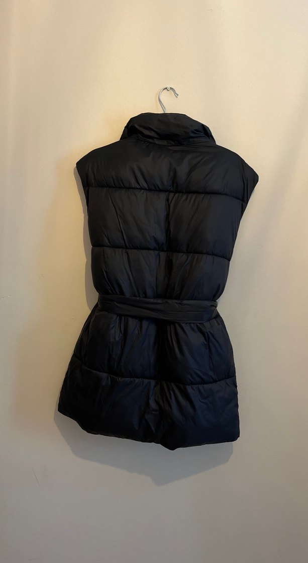 Kuşaklı şişme Siyah Kadın Yelek - Görsel 2