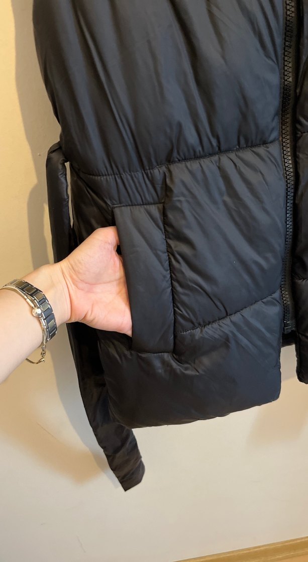 Kuşaklı şişme Siyah Kadın Yelek - Görsel 5