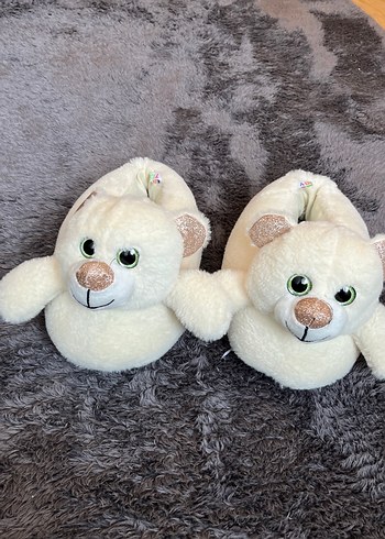 Kız Çocuk Beyaz Peluş Terlik - Görsel 2