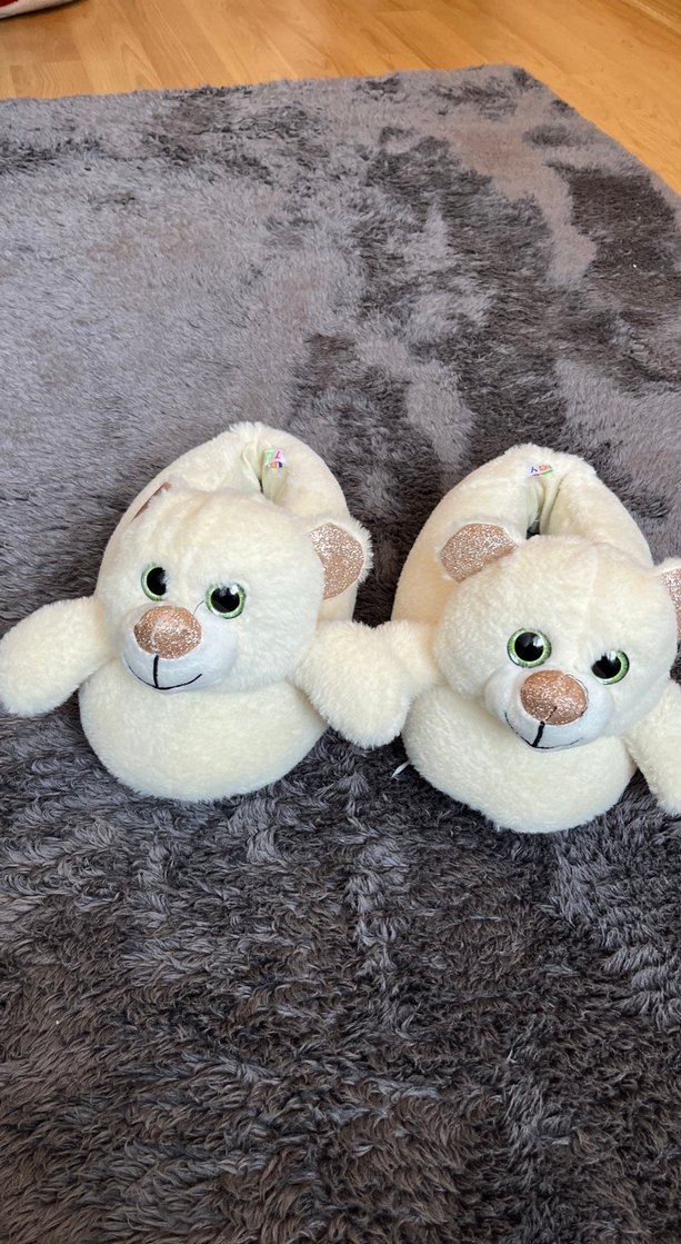 Kız Çocuk Beyaz Peluş Terlik - Görsel 2