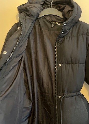 Kemerli Siyah Kadın Kışlık şişme Mont - Görsel 4