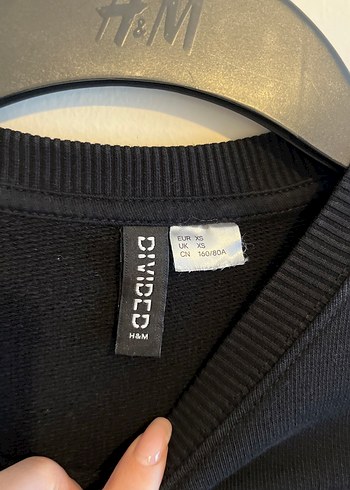 Siyah Kadın Uzun Kollu Crop Sweatshirt - Görsel 2