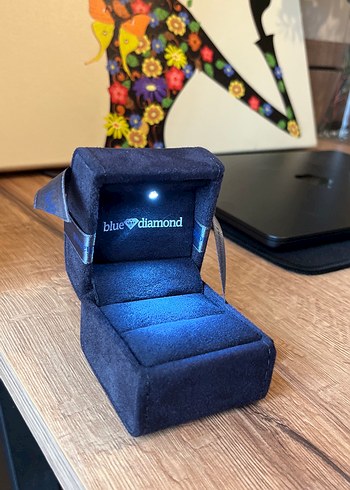 Mavi Kurdeleli Kadın Yüzük Kutusu - Görsel 2