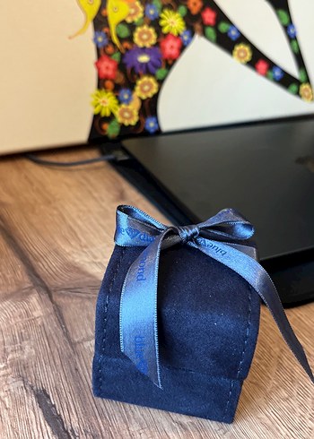 Mavi Kurdeleli Kadın Yüzük Kutusu - Görsel 3