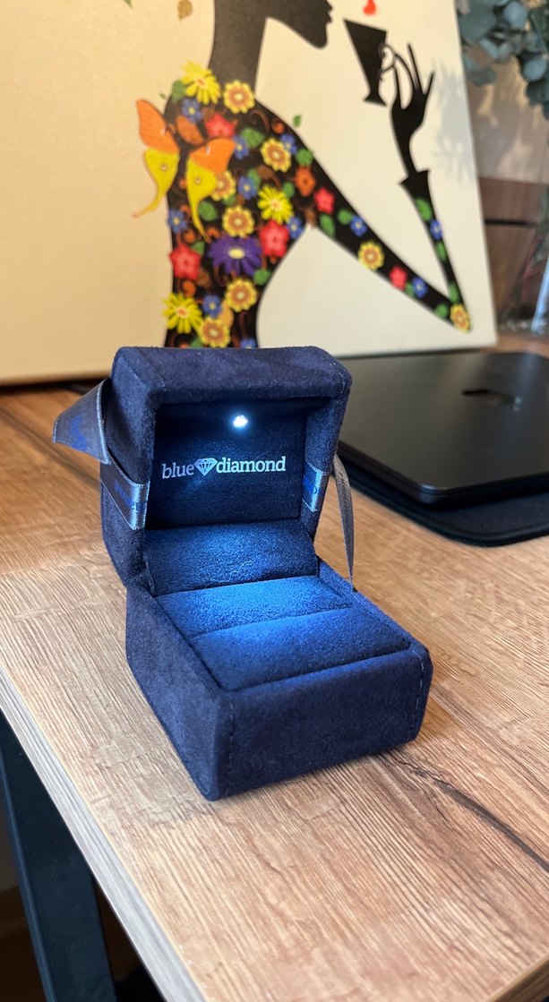 Mavi Kurdeleli Kadın Yüzük Kutusu - Görsel 2