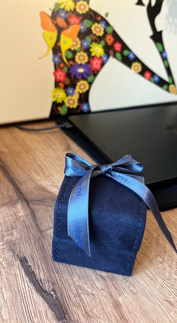 Mavi Kurdeleli Kadın Yüzük Kutusu - Görsel 3