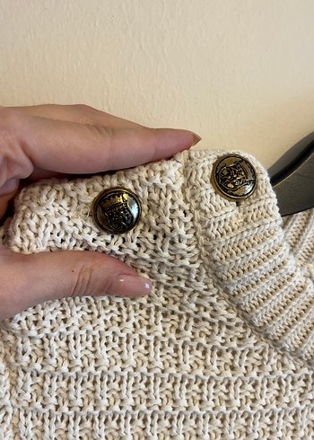 Kısa Kollu Çizgili Triko Kadın Kazak - Görsel 4