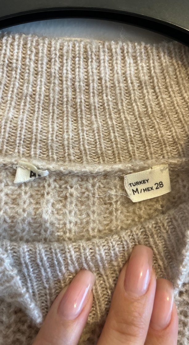 Bej Kadın Örgü Yün triko elbise - Görsel 2