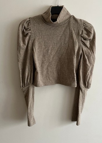 Kahve Yüksek Yakalı Triko Kadın Kazak - Görsel 4