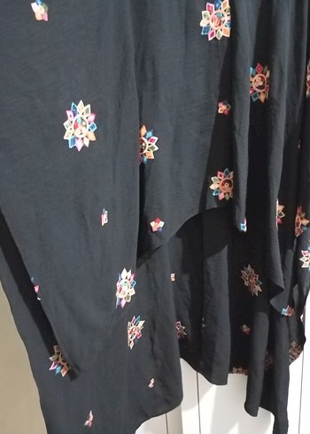 44 Beden Çok Renkli Desenli Uzun Bohem Kimono tesettur gömlek