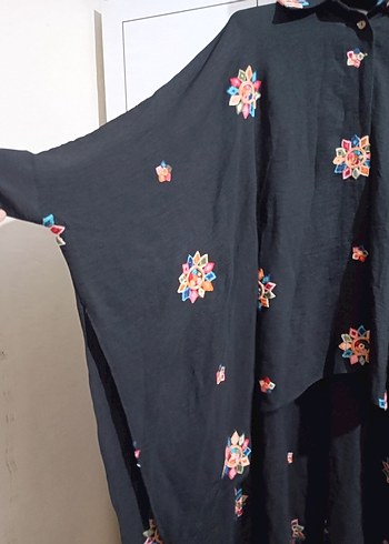 Trendyol & Milla Çok Renkli Desenli Uzun Bohem Kimono tesettur gömlek