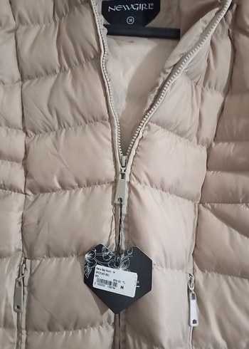 Kürklü Kapüşonlu Bej Kadın Kışlık Mont - Görsel 2