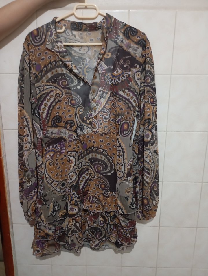 Bohem Uzun Kollu Düğmeli Hamile Bluzu - Görsel 2