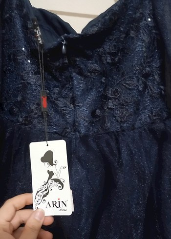 Lacivert Drapeli Straplez Midi Elbise - Görsel 2