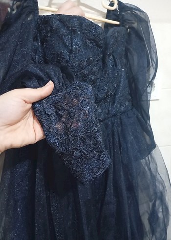 Lacivert Drapeli Straplez Midi Elbise - Görsel 3