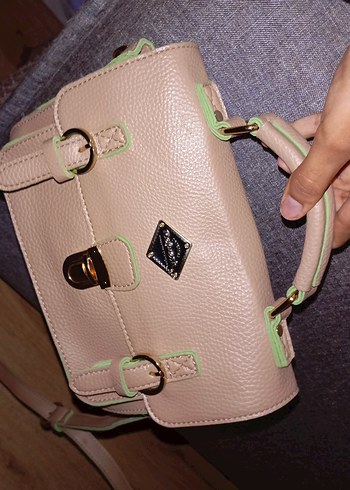 Bej Deri Tokalı Bohem El Çantası - Görsel 2