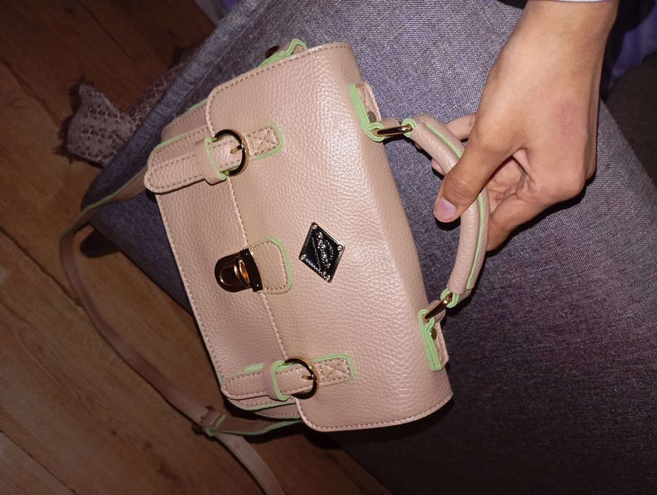 Bej Deri Tokalı Bohem El Çantası - Görsel 2