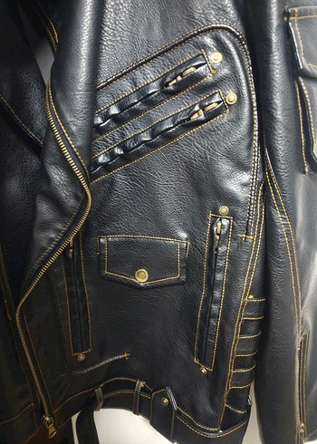 Siyah deri Ceket - Görsel 4