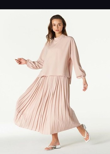 Zara aybikestil marka bej Renkli Uzun Kollu Piliseli takım