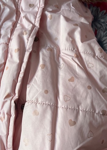 Kız Çocuk Pudra Kürklü Kapüşonlu Yelek - Görsel 2