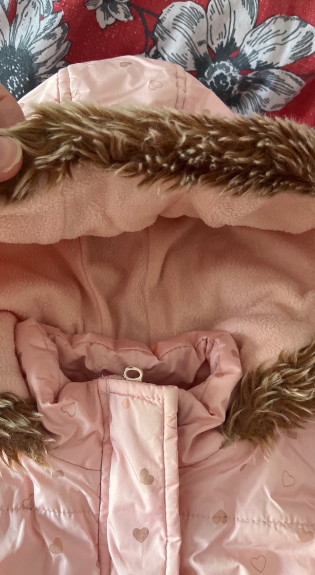 Kız Çocuk Pudra Kürklü Kapüşonlu Yelek - Görsel 3