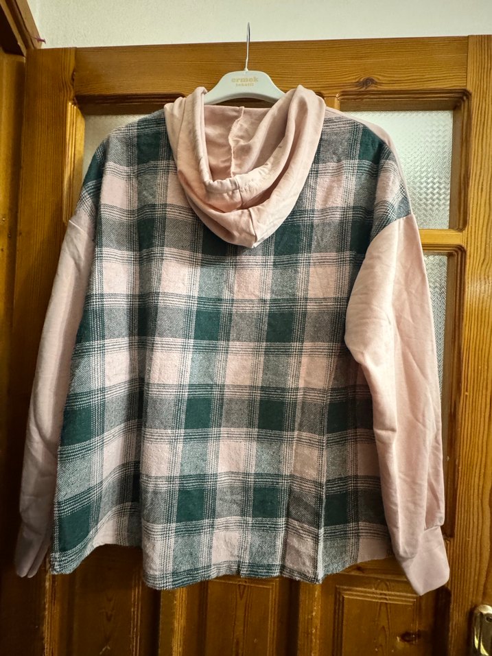 Bej Kadın Salaş Kapüşonlu Sweatshirt - Görsel 2