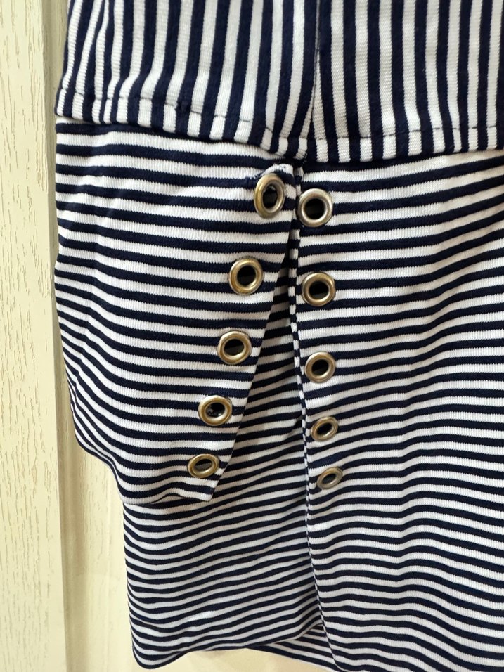 Çizgili Gri Kadın Tunik, Uzun Kollu, Salaş - Görsel 3