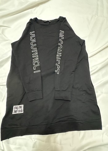 Siyah Baskılı Uzun Kollu Kadın Sweatshirt - Görsel 2