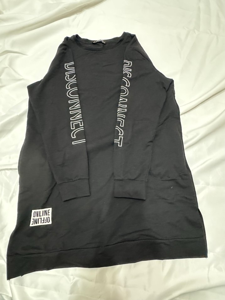 Siyah Baskılı Uzun Kollu Kadın Sweatshirt - Görsel 2