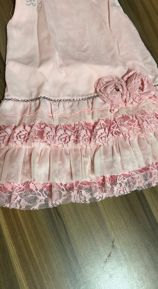 Kız Çocuk Pembe Fırfırlı Elbise - Görsel 2