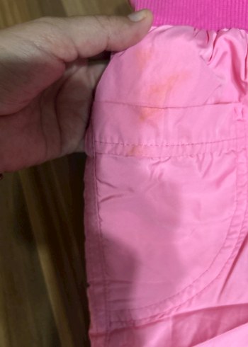 9-12 Ay Beden Kız Çocuk Pembe Nakışlı Fermuarlı Pantolon
