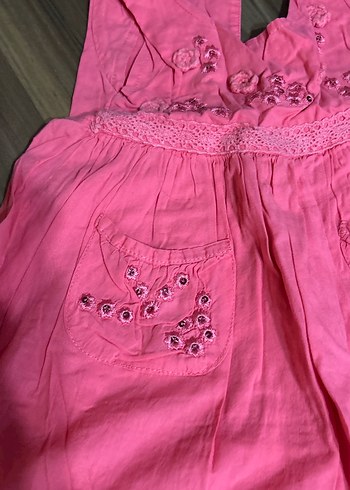 LC Waikiki Kolsuz, Nakışlı, Fırfırlı Pembe Kız Elbisesi