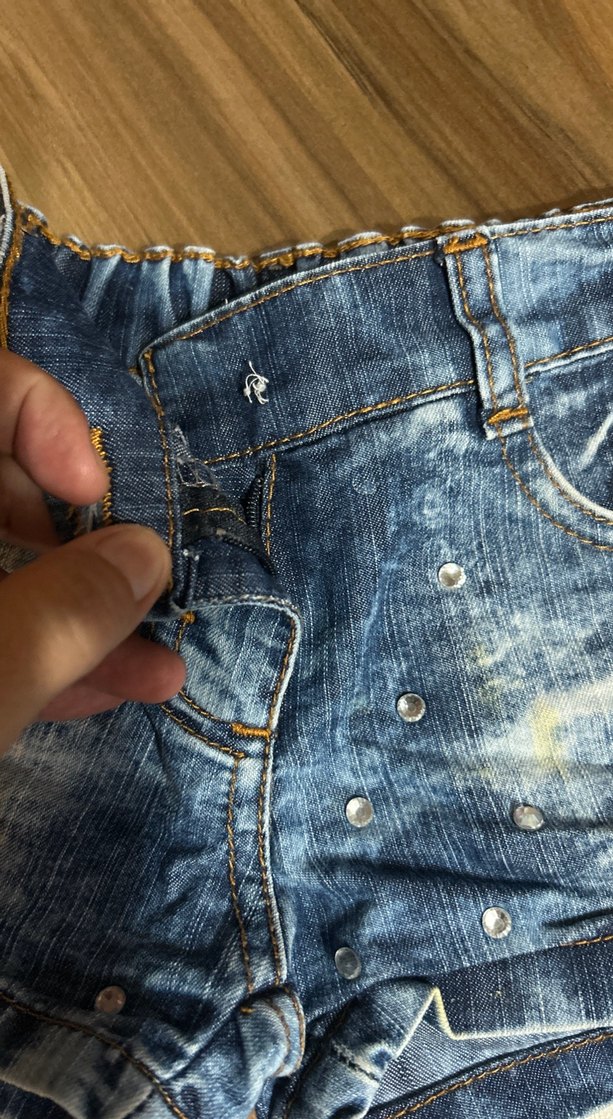 Parlak Mavi Batik Desenli Kız Denim Şort - Görsel 3