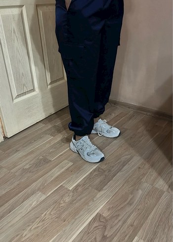 Lacivert Kadın Kemerli Rahat Kesim Pantolon - Görsel 5