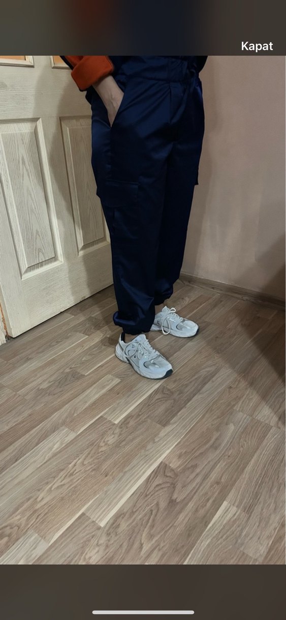 Lacivert Kadın Kemerli Rahat Kesim Pantolon - Görsel 5