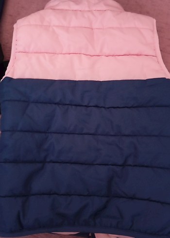 Kız Çocuk Düğmeli Pembe Lacivert Yelek - Görsel 3