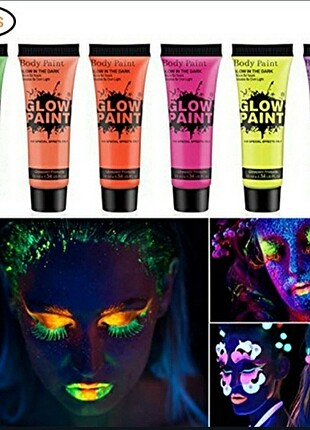 6 Adet UV Glow Blacklight Yıkanabilir Yüz Ve Vücut Boyaları 