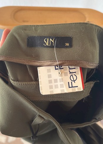 Kadın Haki Kumaş Kemerli Pantolon - Görsel 2