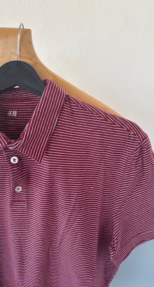 Bordo Düğmeli Erkek Polo Tişört - Görsel 2