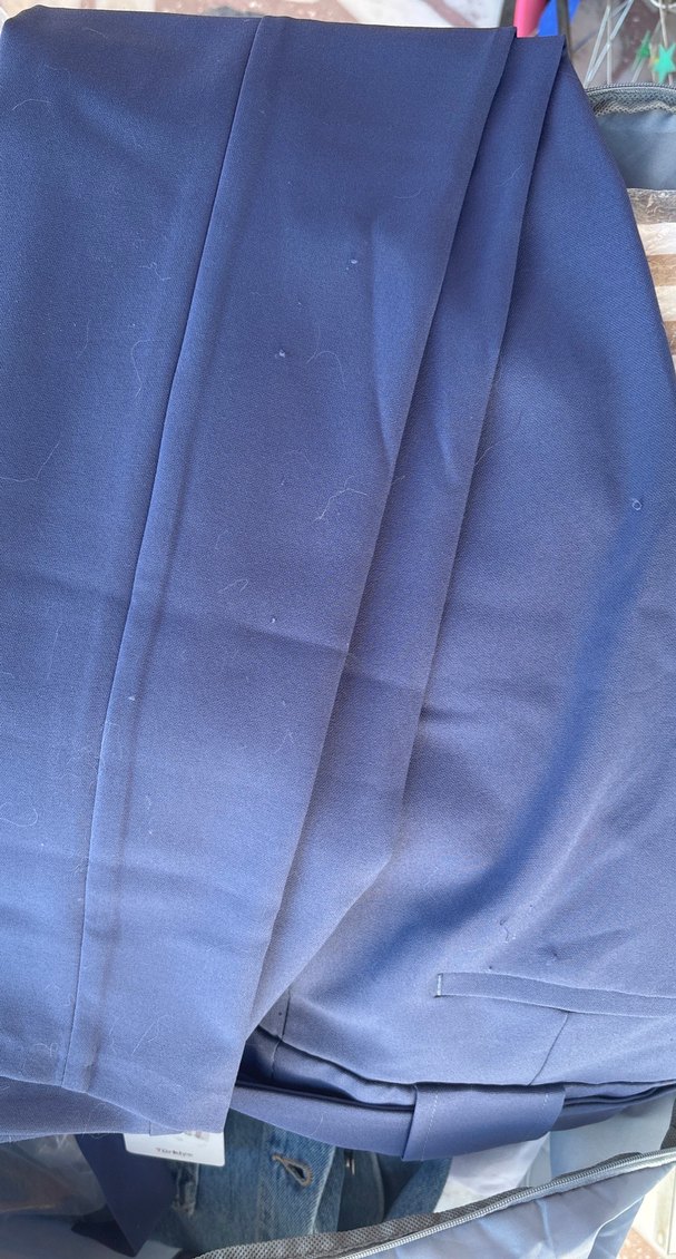 Kadın Mavi Kemerli Kumaş Pantolon - Görsel 2