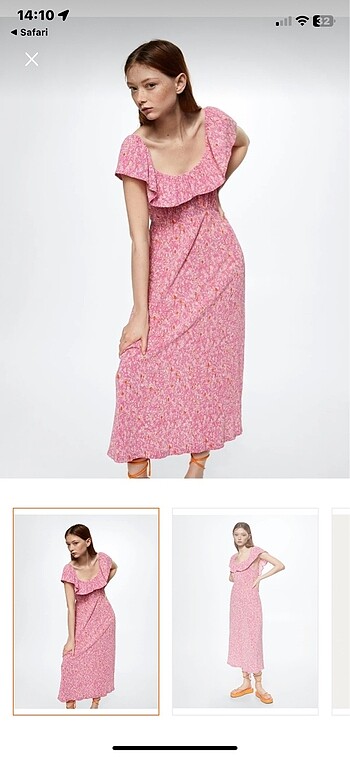 Mango pembe çiçekli elbise
