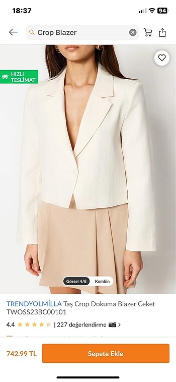Crop blazer ceket