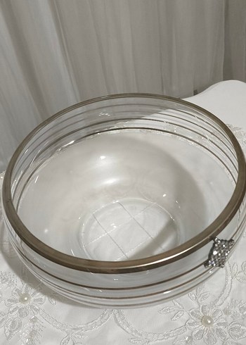 Gri İşlemeli Beyaz Cam Kase - Görsel 2